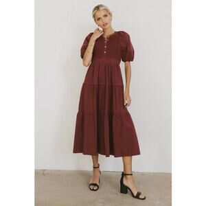 Bohme Sunshine *In Plum* Tiered Midi Dress NWT Medium
